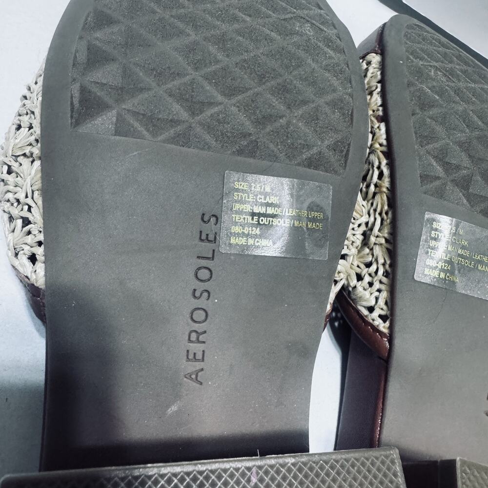 Aerosoles Womens Clark Woven Raffia Leather Sandals Slides 7.5 chunky heel - Picture 7 of 7